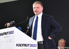 L'intervento del Ministro dell'Agricoltura Francesco Lollobrigida al convegno inaugurale.