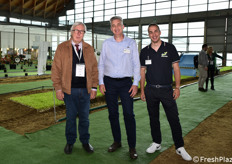 Da sinistra: Luciano Trentini, ideatore di Macfrut in Campo e quest'anno del Salone del Castagno, Marco Pattaro, commerciale di Agrintese, azienda che ha disegnato e progettato Macfrut in Campo, e suo figlio Andrea Pattaro, titolare di Agrintese.