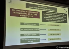 Pietro Mauro ha presentato alcune slide sui numeri di Fruitimprese nazionale