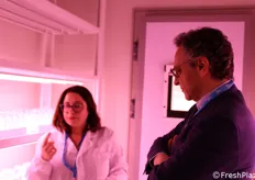 Francesco Mattina (presidente di CPVO) e Giovanna Lionetti (responsabile laboratorio NSG) all'interno della camera di crescita.