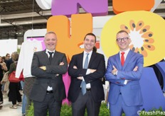 A Fruit Attraction presentato il nuovo management del Consorzio europeo KiKoKà. Da sinistra: Marco Rivoira (Ceo del Gruppo Rivoira e Master Licensee mondiale del progetto KiKoKà), Andrea Peviani (presidente del Consorzio europeo) e Fabio Zanesco (Ceo).