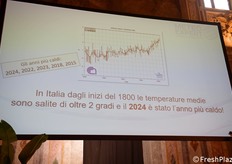 "L'Italia è considerata una di quelle regioni dove il calore è aumentato di più rispetto alla media planetaria. Dall'inizio del 1800, quindi due secoli di dati, le temperature medie sono salite di oltre 2 °C", ha spiegato Giuliacci. 