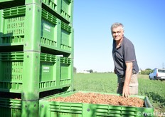 Luca Pasotti ha creduto da subito nell'impianto di mandorlo meccanizzato: in totale ha 4 ettari, di cui due piantati nel 2022 e due nel 2024. La raccolta 2025 è nell'impianto di tre anni di età