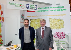 Marino Castillo e Simon Matthius di Agricoat hanno presentato il loro nuovo prodotto a Macfrut: un sostituto del solfito per le patate di IV gamma.
