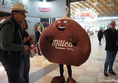 La simpatica mascotte a forma di castagna dell'azienda Mitica.