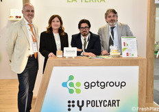 GPT Group, del quale fa parte l'azienda Polycart, fornisce e sviluppa soluzioni integrate e innovative nei settori del packaging, delle bioplastiche e del food packaging. Da sinistra: Massimiliano Brilli, Claudia Cruciani, Stefano Carbotti e Luca Bianconi.