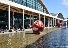 Una vista delle "piscine" nel vasto cortile interno all'area espositiva del Rimini Expo Centre.