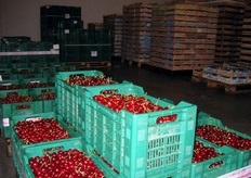 Qui vediamo una delle celle frigorifere (a 4 gradi centigradi), dove il prodotto ricevuto sosta momentaneamente, in attesa di essere inviato alle linee di confezionamento.