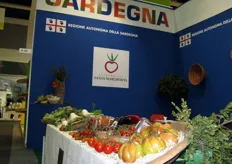 Il logo della cooperativa Santa Margherita spicca all'interno dello stand della Regione Sardegna.