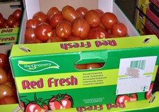 Una cassetta di pomodori.