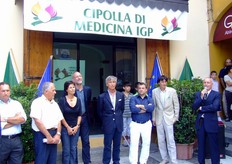 "Un momento dell'intervento di Giuseppe Pasquali, Presidente del Consorzio, che sottolinea l'orgoglio di portare a battesimo la "casa" della Cipolla di Medicina IGP."