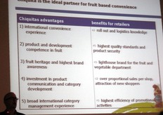 Chiquita ha ricevuto vari premi e in Germania e' attiva con campagne pubblicitarie di vario genere, che comprendono anche degustazioni per comunicare i benefits dei suoi prodotti. Chiquita si puo' considerare il partner ideale della GDO per la sua competenza e professionalita'.