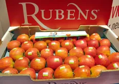 Dettaglio mele di varieta' Rubens, presso lo stand del Consorzio Italiano Vivaisti (CIV).