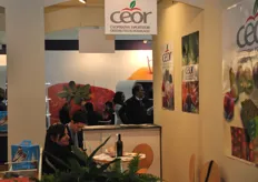 Stand della Cooperativa Esportatori Ortofrutticoli Romagnoli (CEOR) presso l'area collettiva di Piazza Italia.