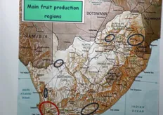 Le principali regioni frutticole del Sudafrica.