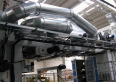 Tubi di aerazione sui macchinari di stampa.