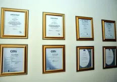 Le certificazioni dell'azienda Tateo.