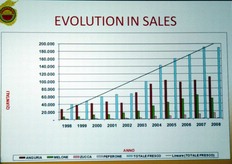 L'evoluzione delle vendite nel decennio 1998 - 2008.