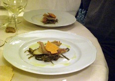 Filetto di Rombo al guanciale, con carciofi violetti scottati all’extravergine taggiasco.