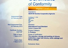 L'impianto di lavorazione dell'azienda sito a Legnago (Verona) è stato interessato da una nuova organizzazione, in linea con i requisiti della certificazione IFS (International Food Standard), ottenuta da Geofur a inizio marzo 2011, dopo circa un anno dai primi sopralluoghi dell'ente certificatore CMI.