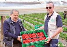 Eugenio Volpe (vicepresidente della OP Poma e supervisore per la produzione fragole della AOP Armonia), insieme al responsabile di produzione Geremia Alfinito.