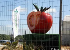 Una scultura a forma di pomodoro ha accolto i visitatori del nuovo centro dimostrativo.