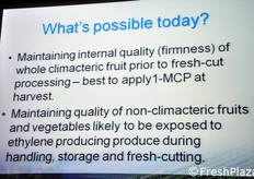 Gli esperimenti condotti hanno interessato tanto prodotti ortofrutticoli climaterici, quanto non climaterici. La slide riassume i risultati possibili allo stato attuale.