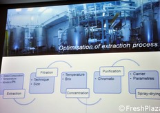 "In collaborazione con importanti aziende private, l'INAF (Istituto per i Nutraceutici e gli Alimenti Funzionali) dell'Universita' di Laval sta realizzando impianti all'avanguardia per l'estrazione dei fitochimici bioattivi dalla materia prima ortofrutticola e per il loro sfruttamento commerciale. Addirittura si sta sperimentando un processo estrattivo a "ciclo chiuso" in cui parte degli scarti ortofrutticoli viene utilizzata per la produzione dell'energia necessaria alle altre fasi dell'estrazione!"