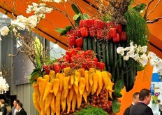 Composizione artistica di ortaggi presso il salone olandese.