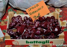 Simpatiche spille a forma di radicchio in vendita. Il ricavato viene devoluto per beneficenza.