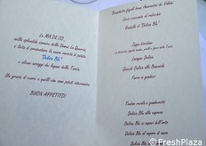 "Il menu della serata dedicata a "Delizia Blu". Le ricette sono creazioni di Giuliana Mazziantonio."