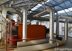 L'azienda Orto Serre e' dotata anche di una centrale termica per le esigenze di riscaldamento degli ambienti e anche dell'acqua irrigua, che non deve raggiungere le piantine a temperature troppo fredde.