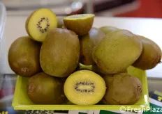 Presso lo stand Summerfruit era in esposizione anche il kiwi a polpa gialla Dori', sviluppato dalle Universita' di Bologna e Udine e i cui diritti di sfruttamento sono stati licenziati proprio a Summerfruit.