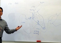 La delegazione ha partecipato alla fiera FHA SHOW di Singapore, fiera biennale alimentare alla quale partecipavano anche alcuni importanti importatori locali. Durante la fiera, le aziende italiane hanno avuto la possibilita' di incontrare anche l'associazione degli importatori/esportatori di Singapore la quale ci ha informato che il consumo di ortofrutta annuale medio per abitante a Singapore (citta' da 5,8 milioni di abitanti) e' di 85 kg. In foto, il direttore dell'azienda CTG (uno dei principali importatori malesi) di Kuala Lumpur, spiega alla delegazione le dinamiche del settore ortofrutticolo in Malesia. Dalla foto si possono notare i punti di approvvigionamento dei prodotti e le aree dove poi vengono smistati.