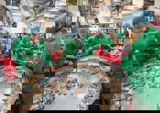 Il personale alle prese con le confezioni.