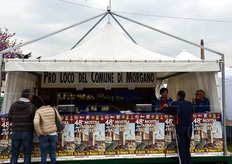 Una delle bancarelle dedicate all'asparago sulla piazza di Badoere.