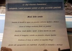 Il menu della serata.