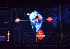 Una proiezione ha illustrato la crescita esponenziale della popolazione umana.