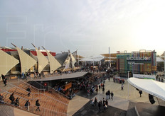 Il panorama dal tetto del Padiglione della Germania, composto da due livelli, l'interno e la terrazza.