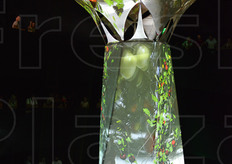 Questo telo per le proiezioni si rifa' nella forma all'Albero della Vita, simbolo di Expo.