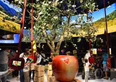 Dall'albero di mele pendevano visori nei quali i visitatori hanno potuto scoprire di piu' sulla melicoltura del Kazakistan.