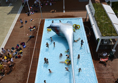 La piscina del Padiglione vista dall'alto.