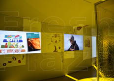 Proiezioni lungo le pareti del Padiglione spagnolo.