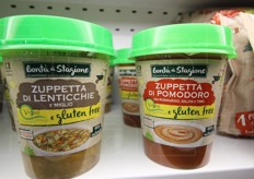 Tra le novita' dell'Euroverde anche le zuppe pronte certificate vegan e gluten free. Qui in foto alcune delle referenze disponibili.