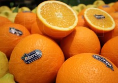 Arance a marchio Riberella, alias le arance di Ribera Dop. Qui nello stand collettivo siciliano.