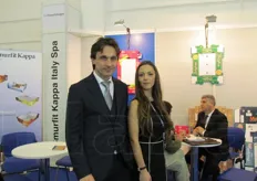 Alessandro Giusfredi e Roberta Fioretti allo stand Smurfit Kappa Italia. Il Gruppo e' uno dei produttori leader di imballaggi a base carta.