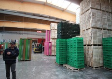 Ci si avvia verso il confezionamento. Nella foto si notano le cassette e gli imballi, anche a marchio, che verranno usate e che i consumatori troveranno sul punto vendita.