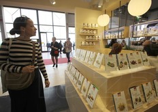 Nello stand della Germinal Bio. L'azienda di Castelfranco Veneto (TV) e' specializzata nella produzione di prodotti da forno, ma in quest'edizione del Cibus ha presentato una linea di burger e polpette vegetali, prodotti in collaborazione di un'azienda produttrice del proprio territorio.