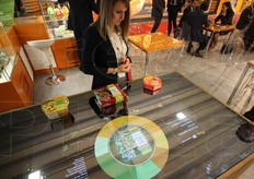 nello stand Zerbinati abbiamo trovato un pannello touch per trovare tutte le informazioni dell'azienda, dalle loro insalate di IV gamma, alle zuppe pronte ai Burger'Z, il loro prodotto di punta di quest'edizione di Cibus, la prima a cui hanno partecipato, con grande soddisfazione.