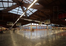 In questa foto si nota la struttura caratteristica di quello che era il mercato all'ingrosso bolognese: una struttura a 'L', con due ali.